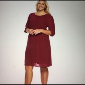 v back roll tab shift dress-- Rose colored